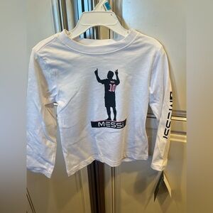 Kids White Long Sleeve Messi Graphic Tee